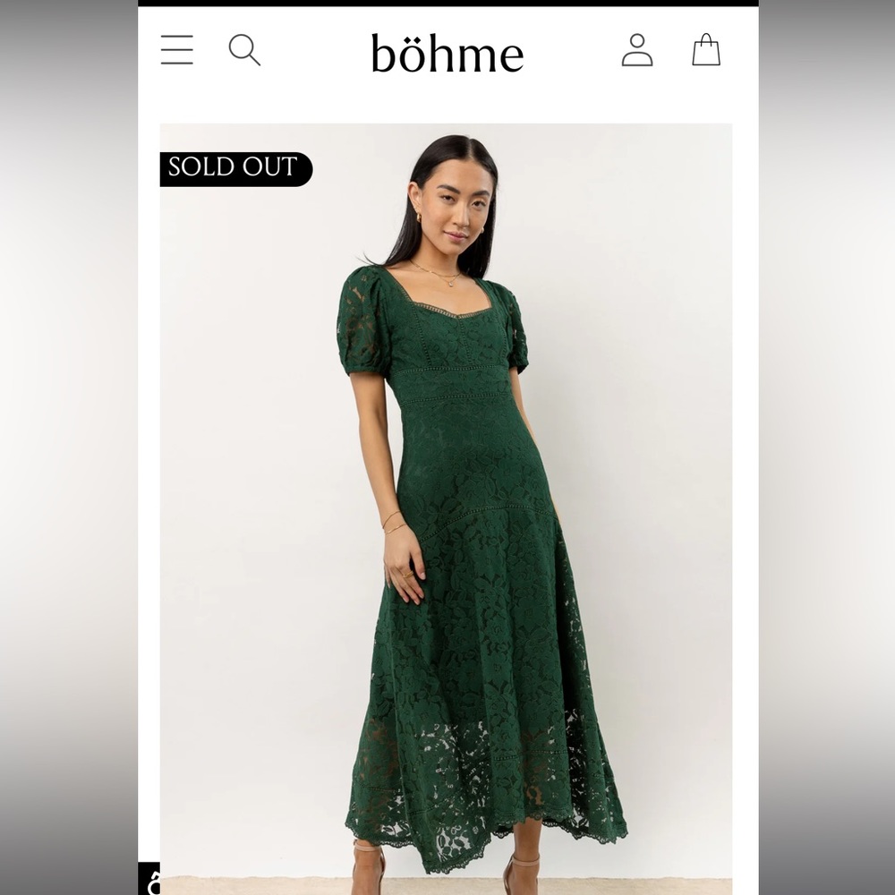 COPY - BOHME BOUTIQUE emerald lace midi/maxi length dress never worn